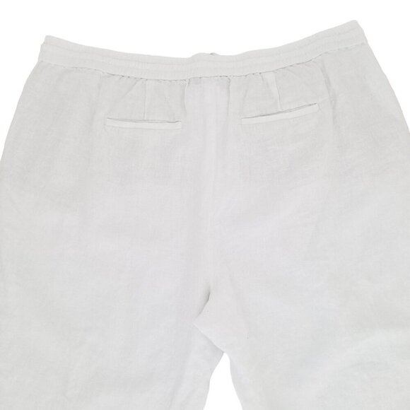 Talbots 100% Linen pants 18W white elastic waist pull on crop Beach lagenlook - Picture 11 of 16